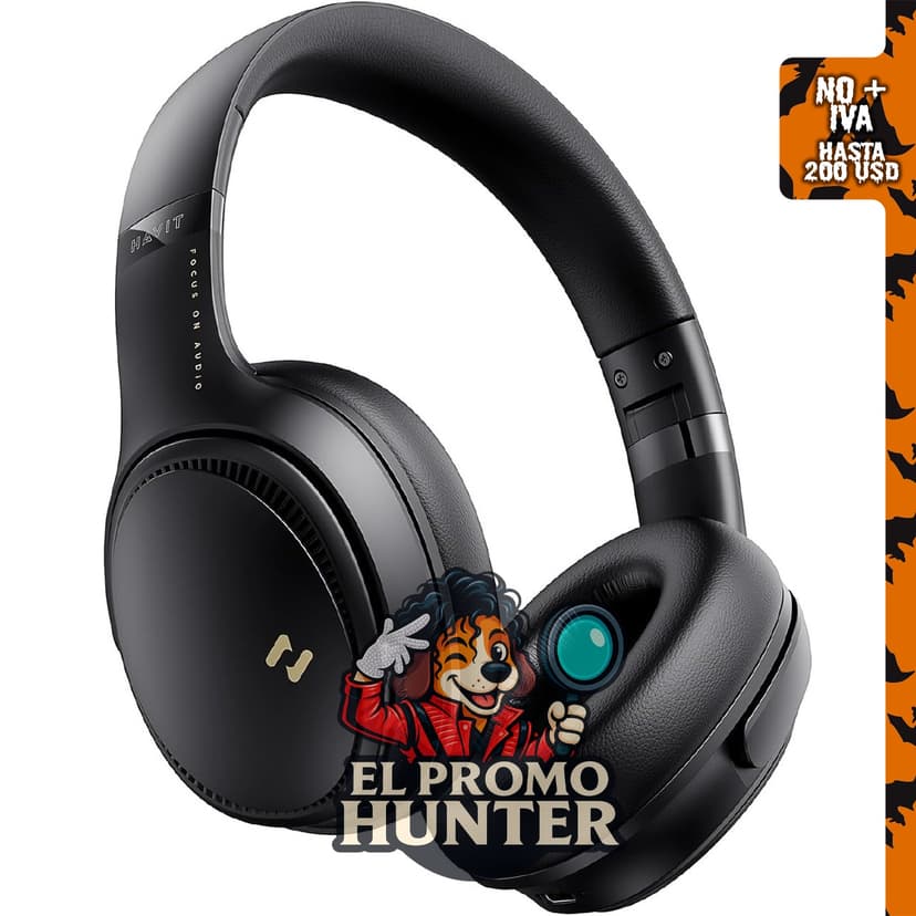 Havit Auriculares inalámbricos con cancelación activa de ruido, Bluetooth 5.3, plegables, sonido estéreo HD.
