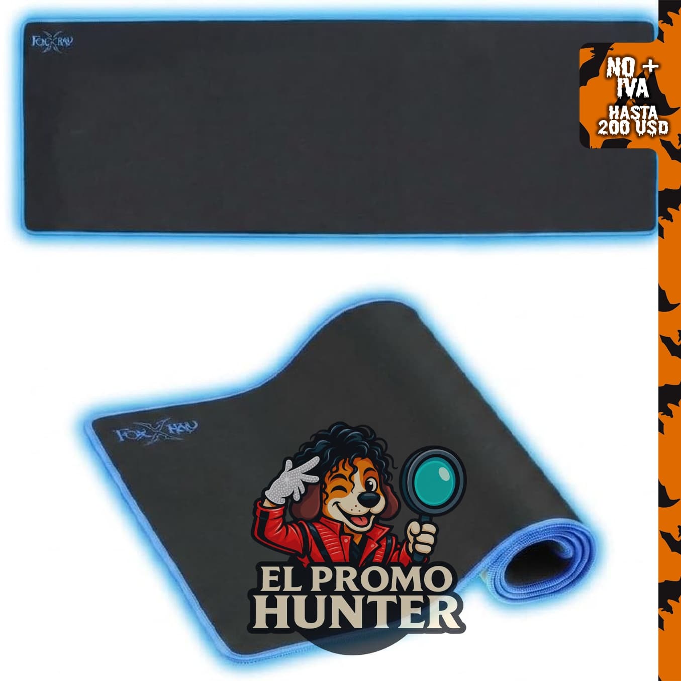 FOXXRAY PPS-15 - Alfombrilla de mouse para juegos, 35.4 x 11.8 pulgadas, con bordes cosidos y base de goma antideslizante.