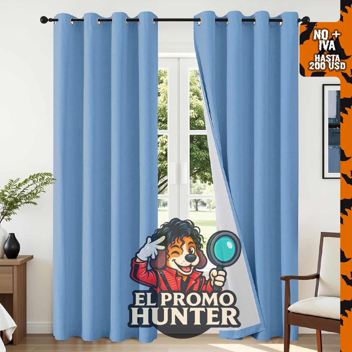 Joydeco cortinas de lino azul negro, 2 paneles de 52" x 96" (132 cm x 243 cm), con aislamiento térmico y ojales.