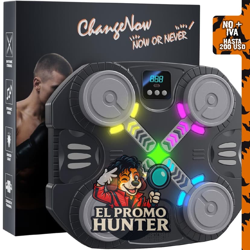 Máquina de boxeo mural con luces LED y guantes, para adultos y niños.