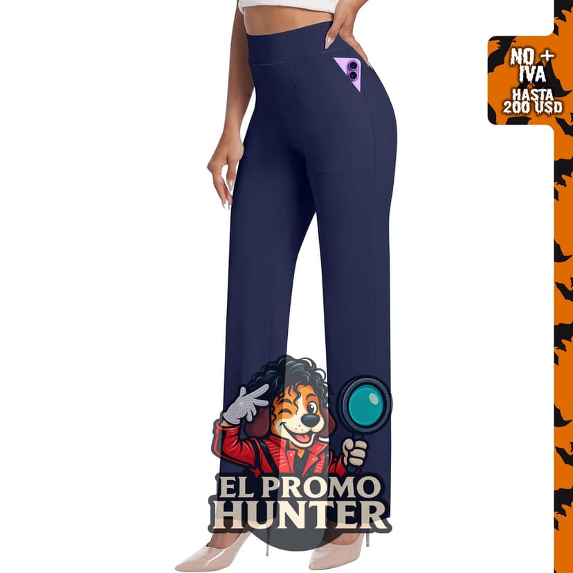 Pantalones de yoga para mujer, pierna recta, elásticos, de cintura alta, con bolsillos.