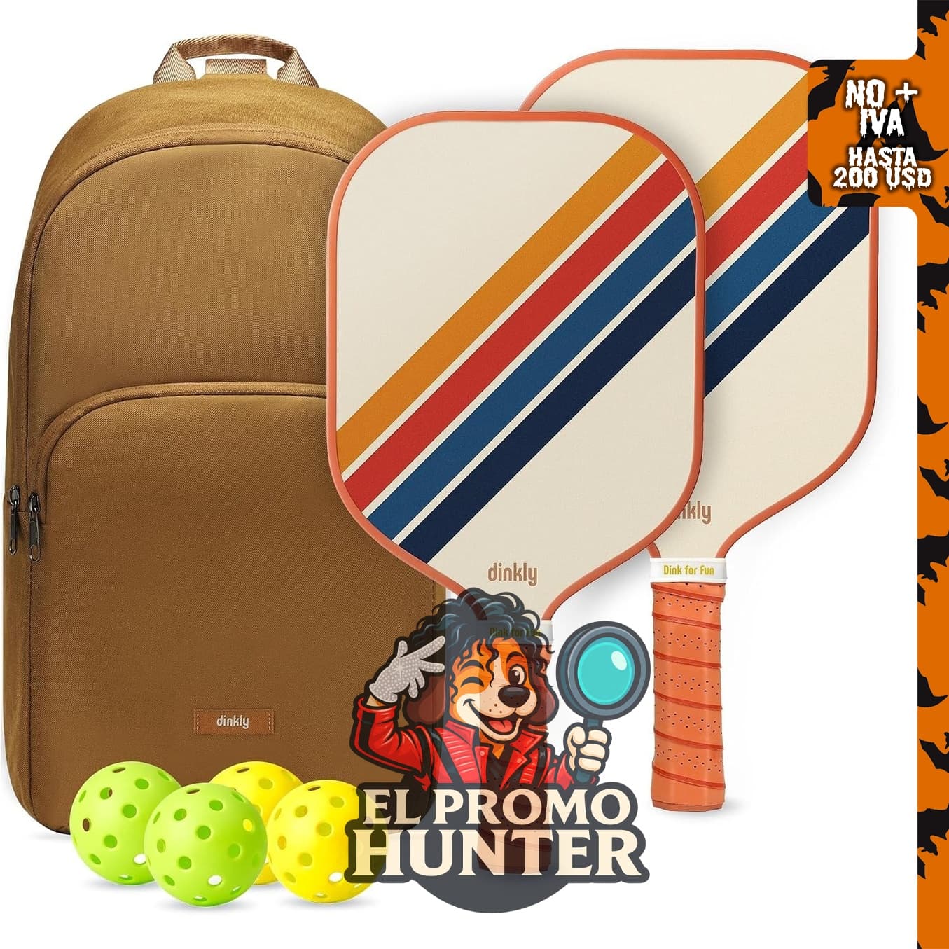 Juego de 2 raquetas de pickleball de grafito y fibra de vidrio, incluye 4 pelotas y bolsa de transporte.