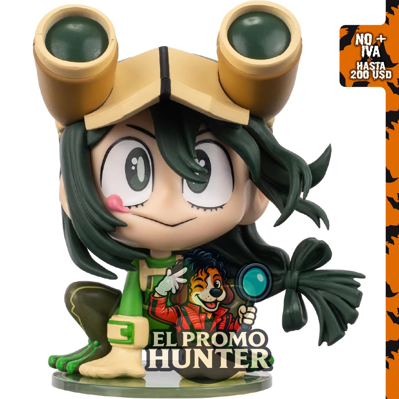 Total Anime Tsuyu Asui (Kawaii) - Minifigura articulada de 10 cm con base de exhibición.