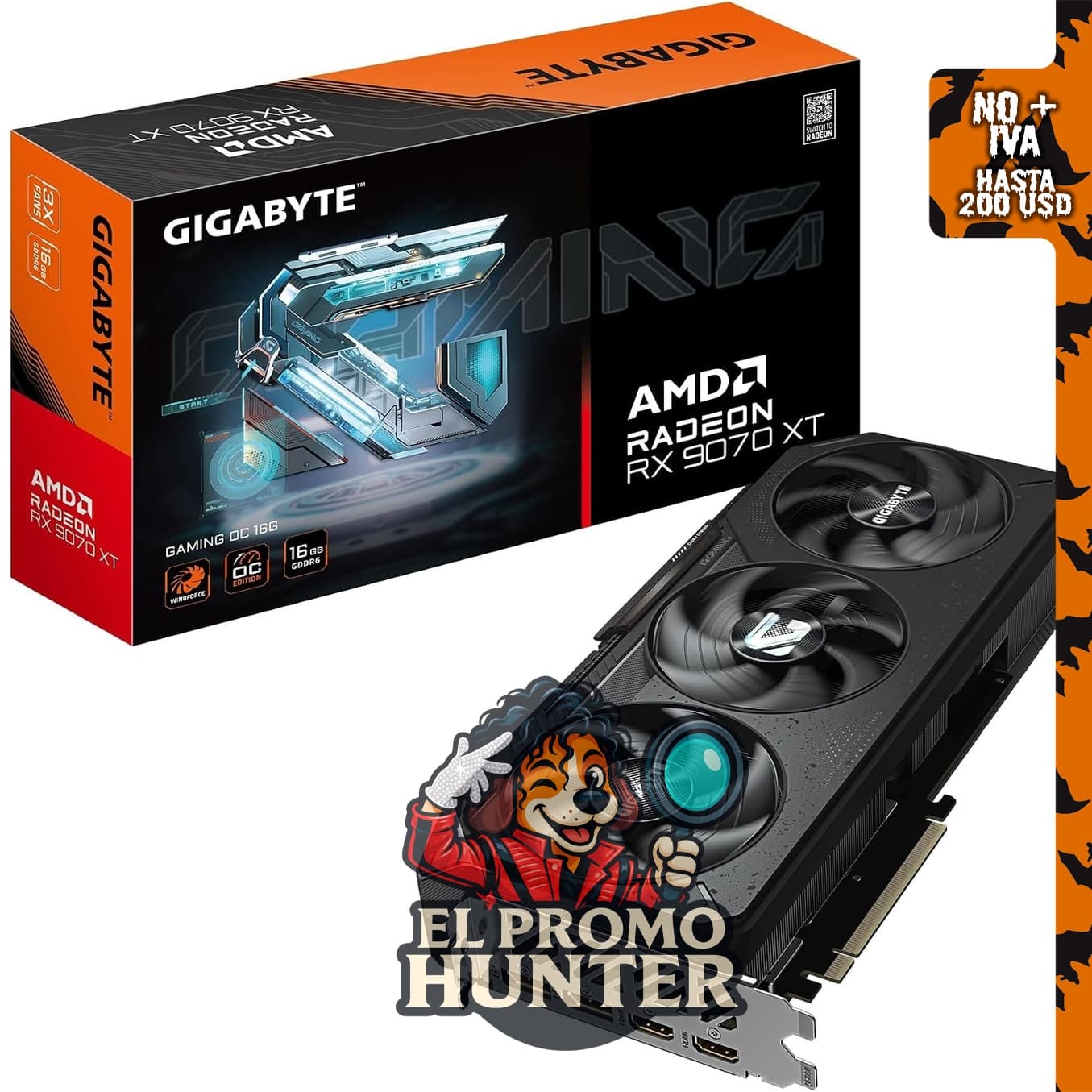 GIGABYTE Radeon RX 9070 XT Gaming OC 16G, tarjeta gráfica con 16GB GDDR6 y PCIe 5.0.