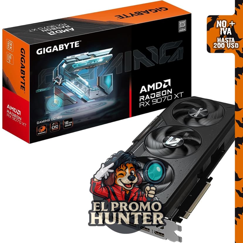 GIGABYTE Radeon RX 9070 XT Gaming OC 16G, tarjeta gráfica con 16GB GDDR6 y PCIe 5.0.