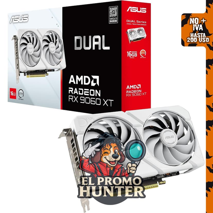 ASUS Dual Radeon RX 9060 XT 16GB GDDR6 White Edition - Tarjeta gráfica