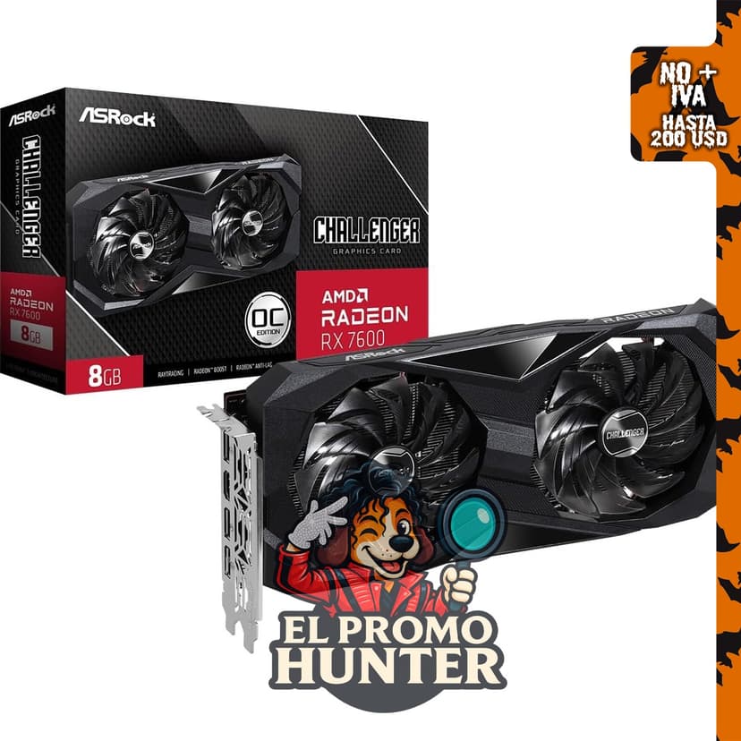 ASRock Radeon RX 7600 Challenger 8GB OC, tarjeta gráfica con arquitectura RDNA 3, 8GB GDDR6 y PCIe 4.0.