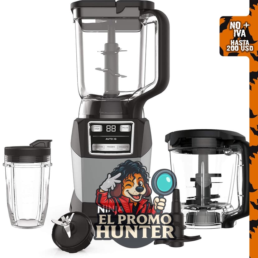 Ninja Sistema de cocina compacto Auto-iQ, 1200W, jarra de 72 oz (2.1 L), color gris.