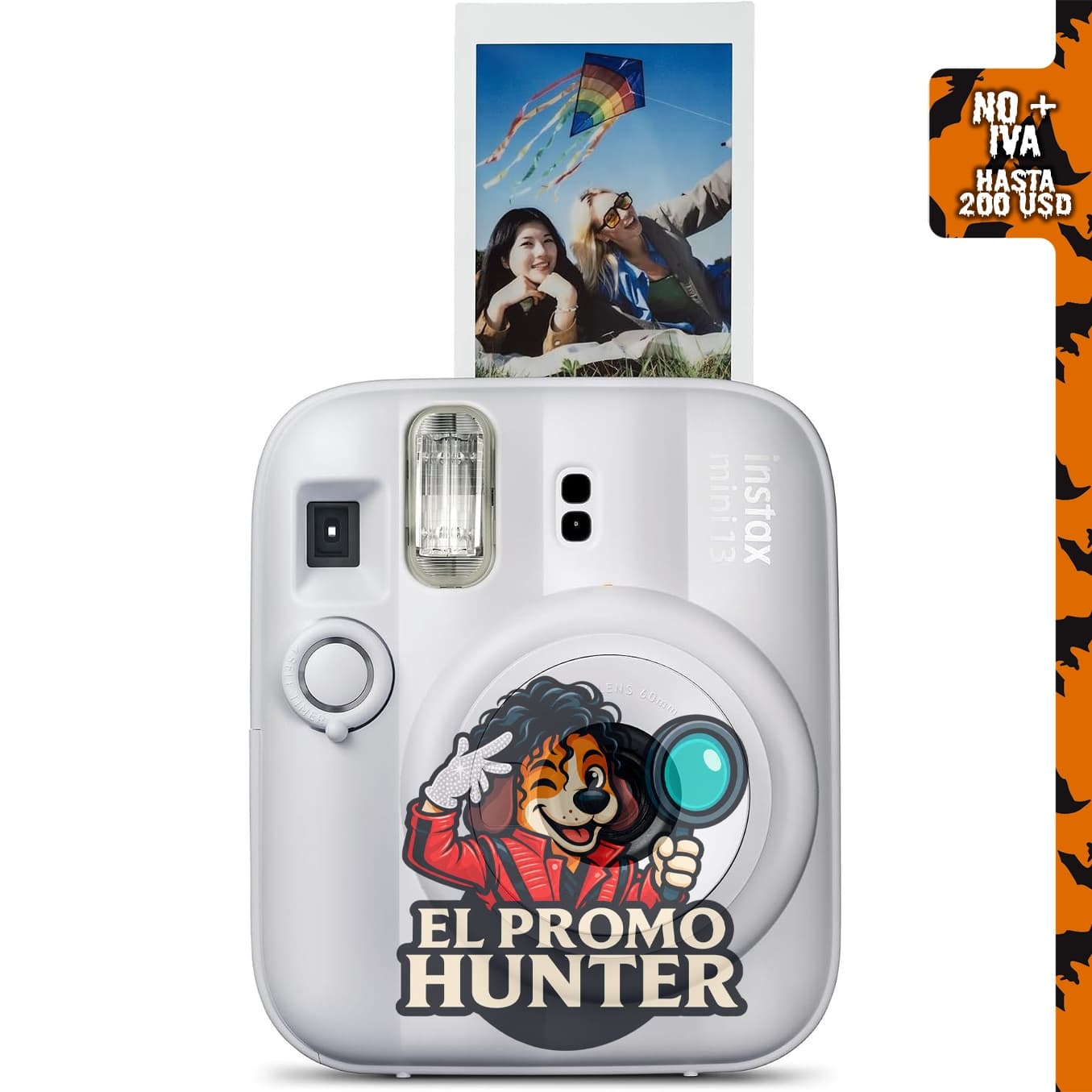 FUJIFILM instax mini 13 cámara de película instantánea en color blanco arcilla.