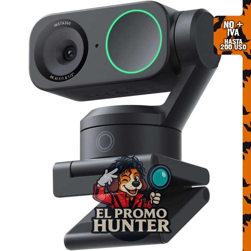 Insta360 Link 2 - Cámara web PTZ 4K con sensor de 1/2 pulgada, seguimiento AI y micrófono con cancelación de ruido.