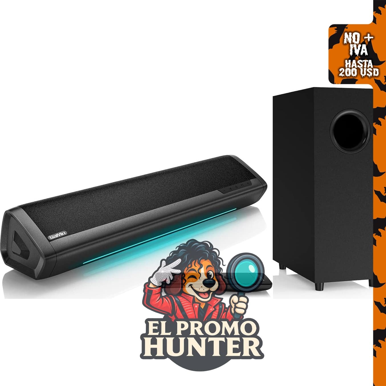 Barra de sonido Saiyin con subwoofer, sistema envolvente para TV y PC.