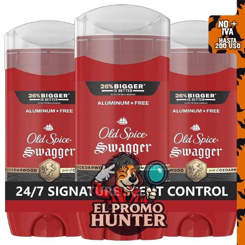 Old Spice Desodorante para hombres, sin aluminio, aroma Swagger, 3.8 oz (pack de 3).