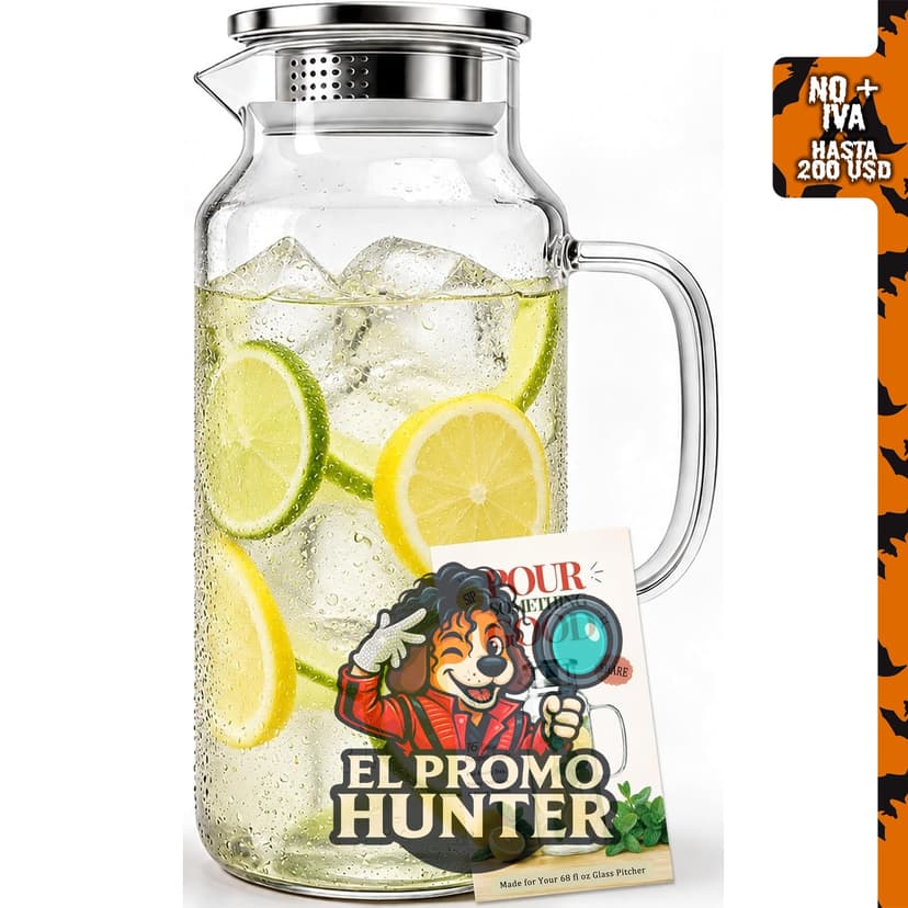 Jarra de vidrio de borosilicato de 68 oz (2 cuartos de galón).