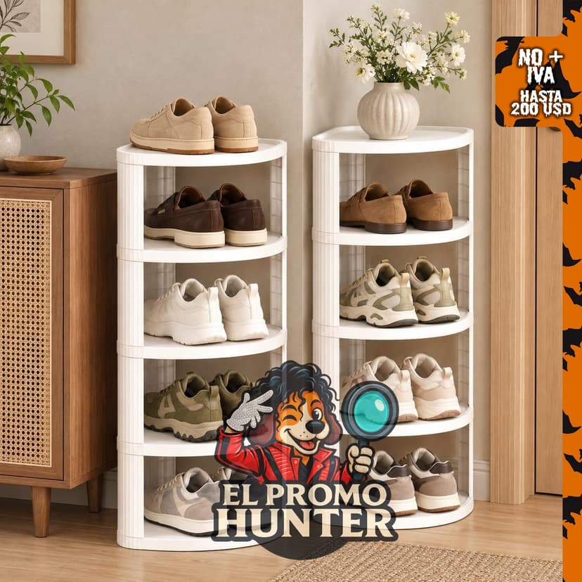 Zapatero vertical de plástico de 10 niveles, apilable y de esquina.