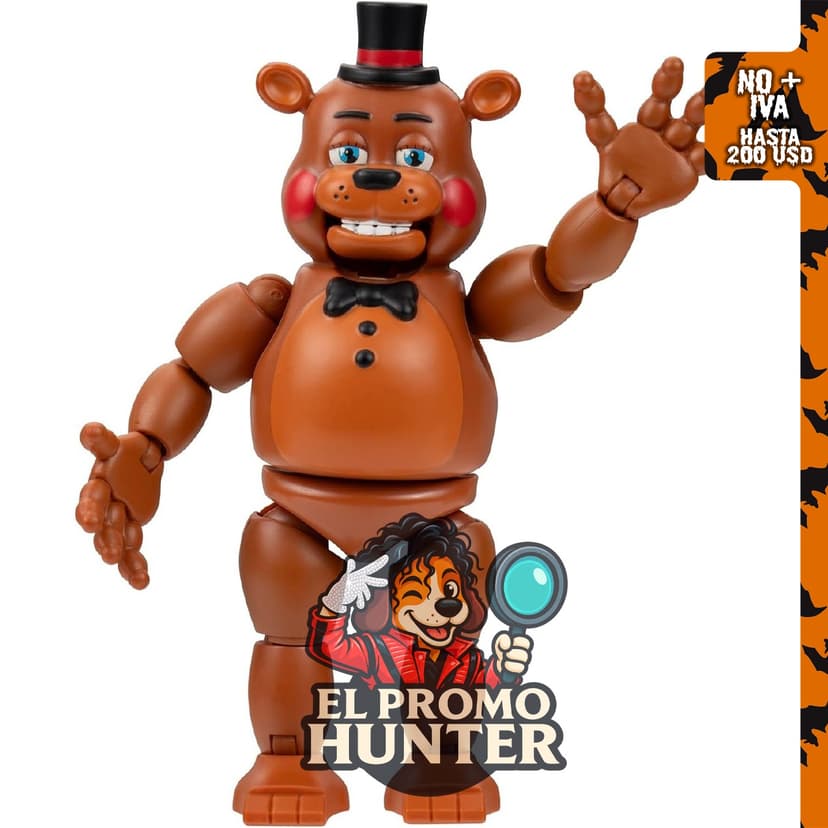 Jazwares Five Nights at Freddy's Toy Freddy, figura articulada de 5" (13 cm) con función Jumpscare y ojos que brillan en la oscuridad.