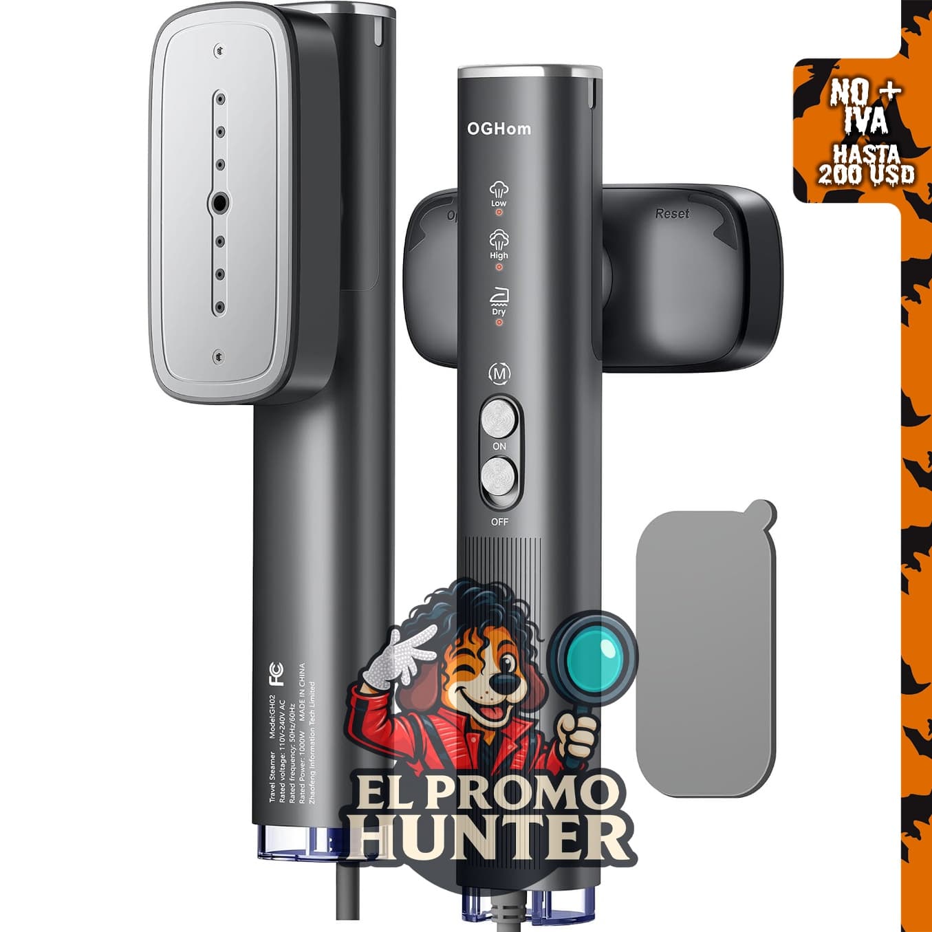 OGHom Vaporizador portátil 2 en 1, 1000 W, 110-240 V, calentamiento en 30 segundos.