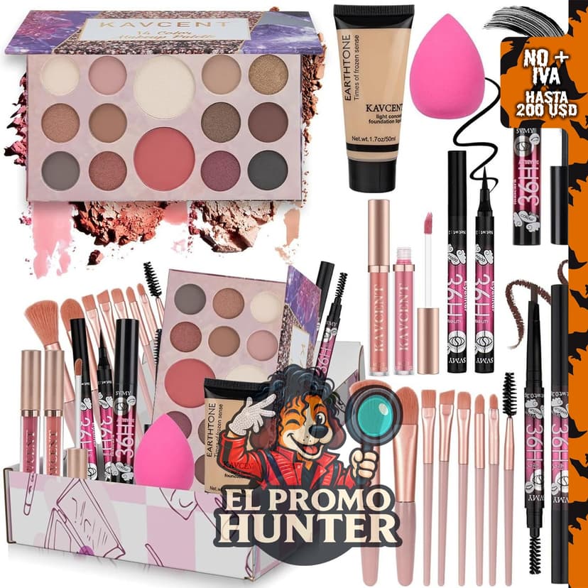 Kit de maquillaje completo para adolescentes y mujeres, incluye base y sombra de ojos.