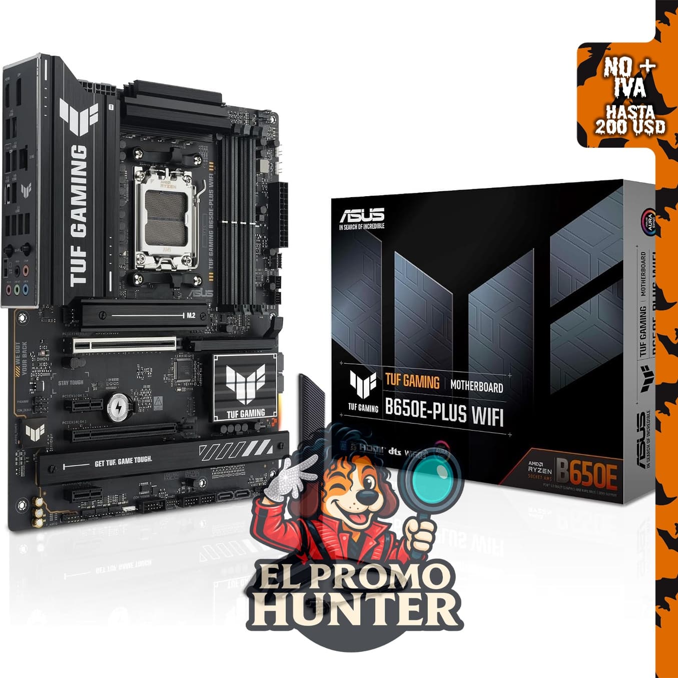 ASUS TUF Gaming B650E-PLUS WiFi AMD B650 ATX Placa base con 12+2+1 etapas de potencia DrMOS de 80A, DDR5 y soporte para PCIe 5.0.