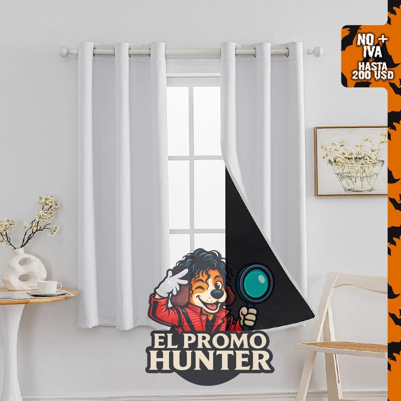 Cortinas opacas 100% de Anytime, set de 2 paneles, aislamiento térmico, para dormitorio, color gris claro, 42W x 54L.