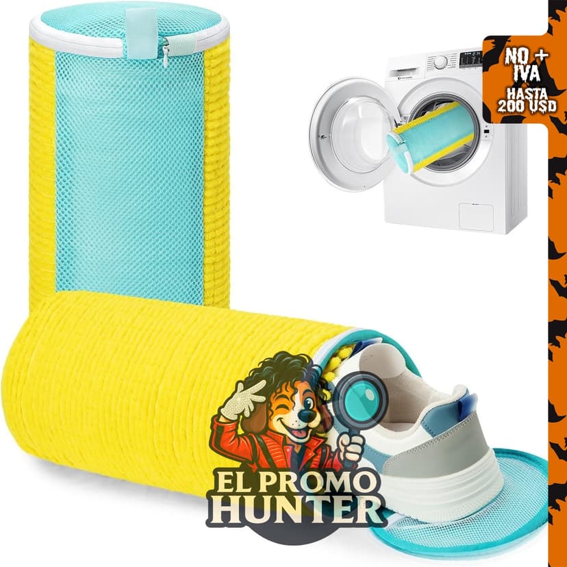 Bolsa para lavadora de zapatos JEWKUP, paquete de 2, con cremallera invisible y cerdas internas.
