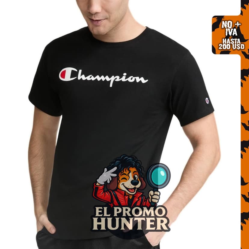 Camiseta de manga corta Champion para hombre, 100% algodón, ajuste estándar, peso medio.