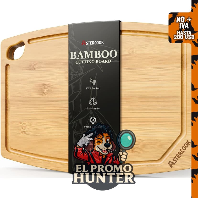 Astercook Tabla de cortar grande de bambú para cocina.