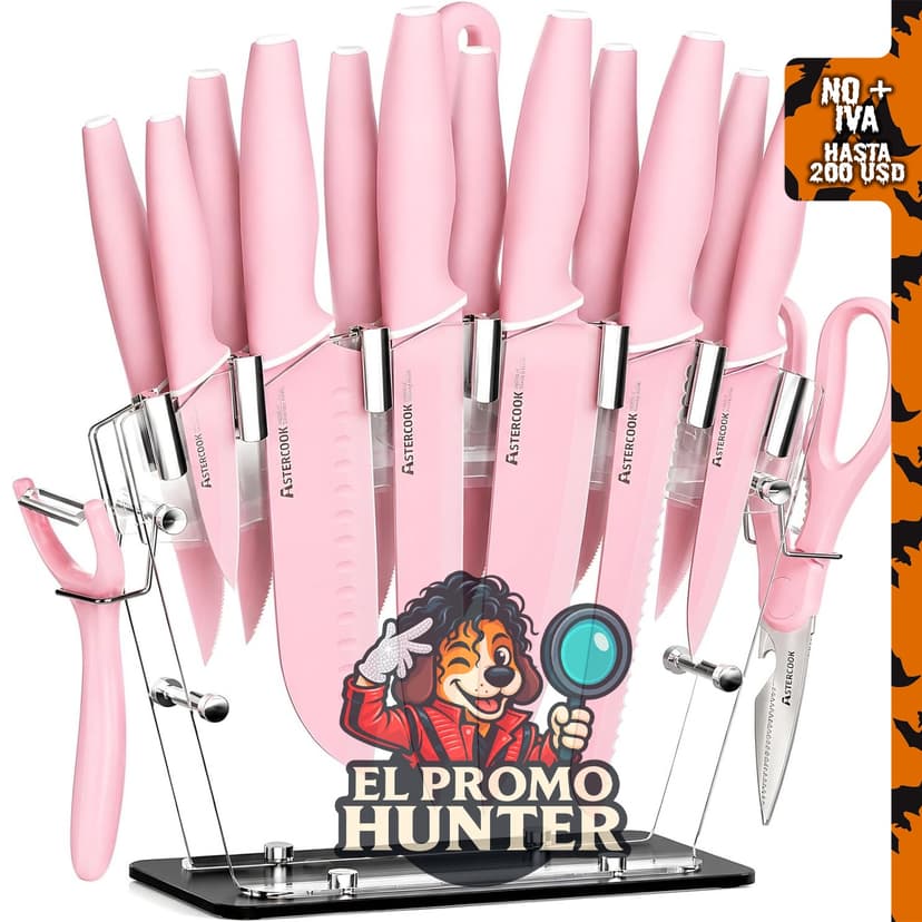Astercook Juego de cuchillos de cocina de 22 piezas con bloque y afilador.