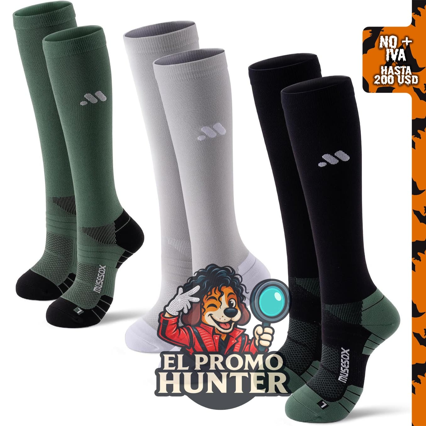 Calcetines de compresión para hombres y mujeres, soporte de 15-20 mmHg.