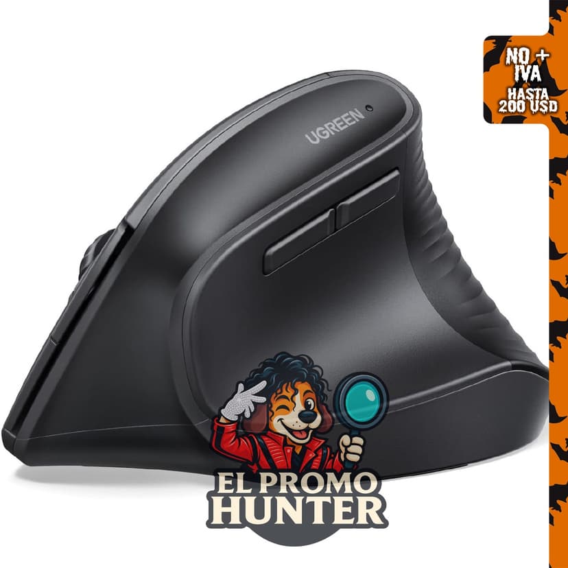 UGREEN Ratón inalámbrico ergonómico, Bluetooth y 2.4G.