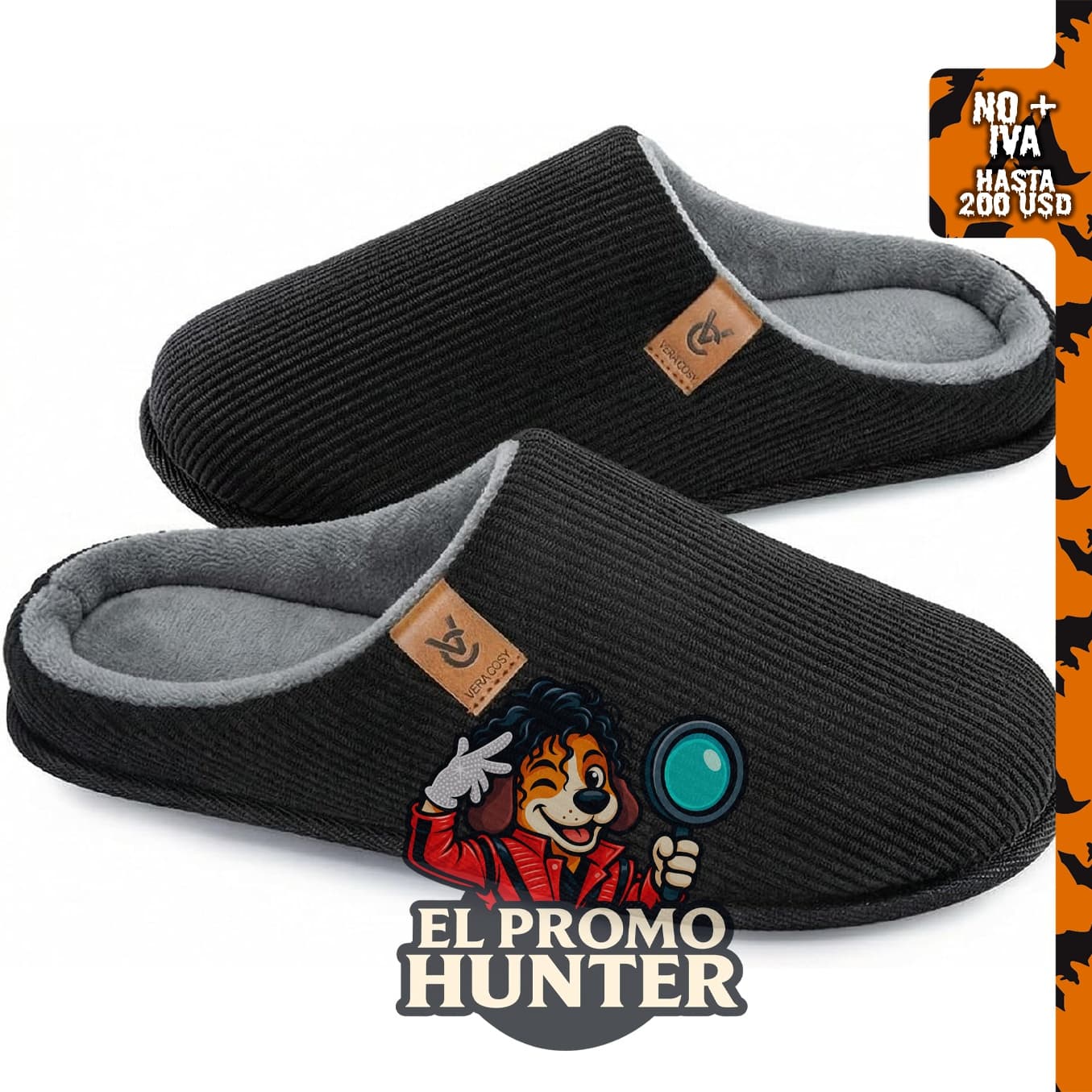 VeraCosy Pantuflas de cordura con espuma viscoelástica para hombre, zapatillas de casa para interiores.