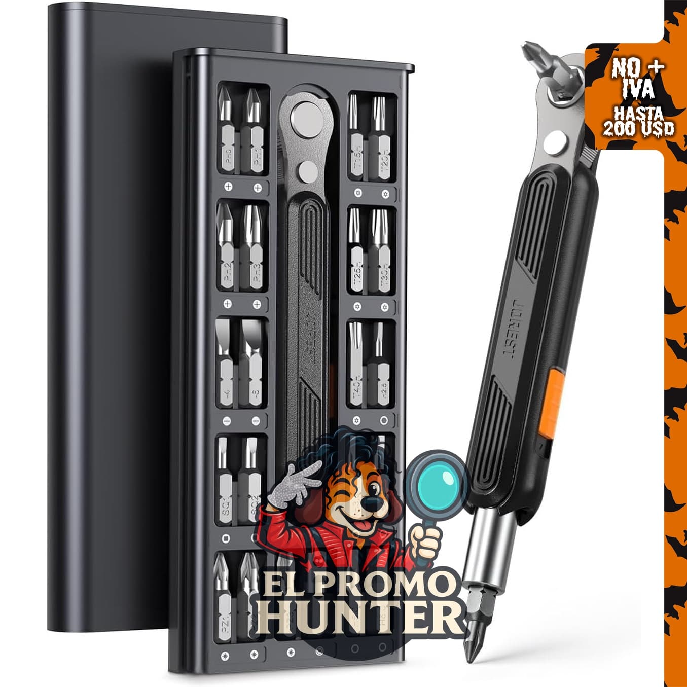 Jorest juego de mini destornilladores de trinquete 24 en 1 para espacios reducidos.