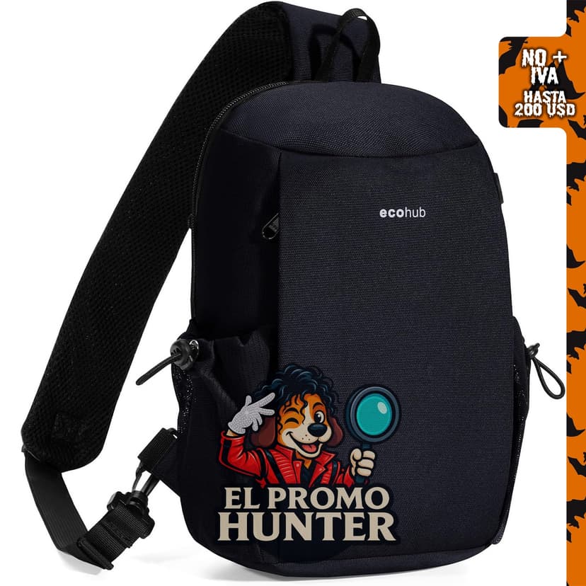 Mochila cruzada ECOHUB anti-robo, ligera y resistente al agua, con bloqueo RFID.