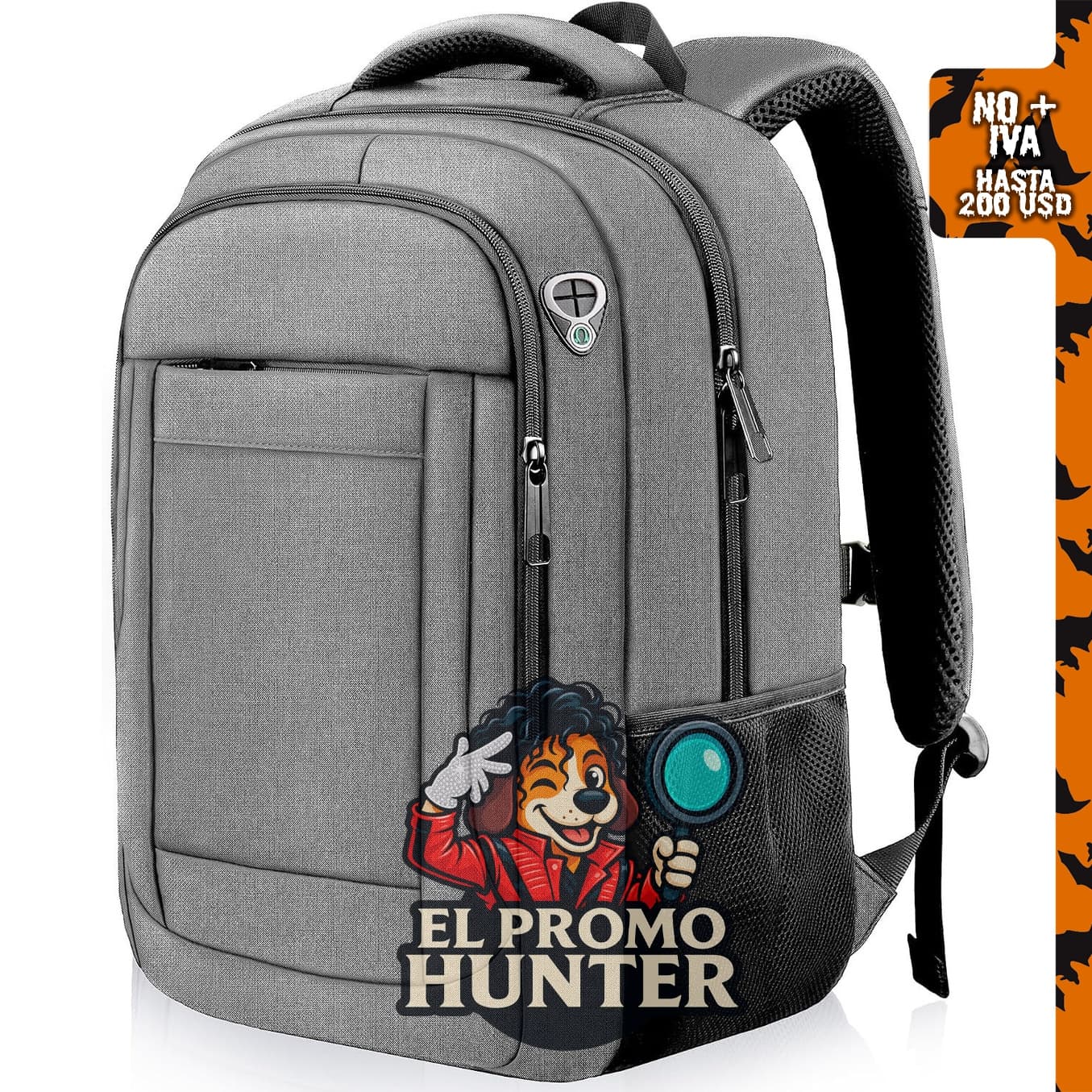 Mochila para portátil AREYTECO, capacidad para laptops de hasta 17" (43 cm), color gris.