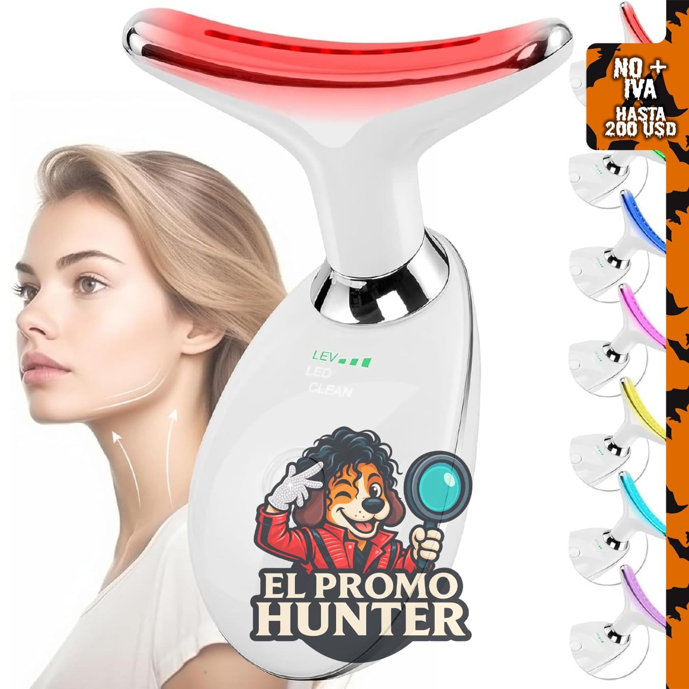 Masajeador facial Doset para cara y cuello, herramienta de varita de esculpir con 7 colores.