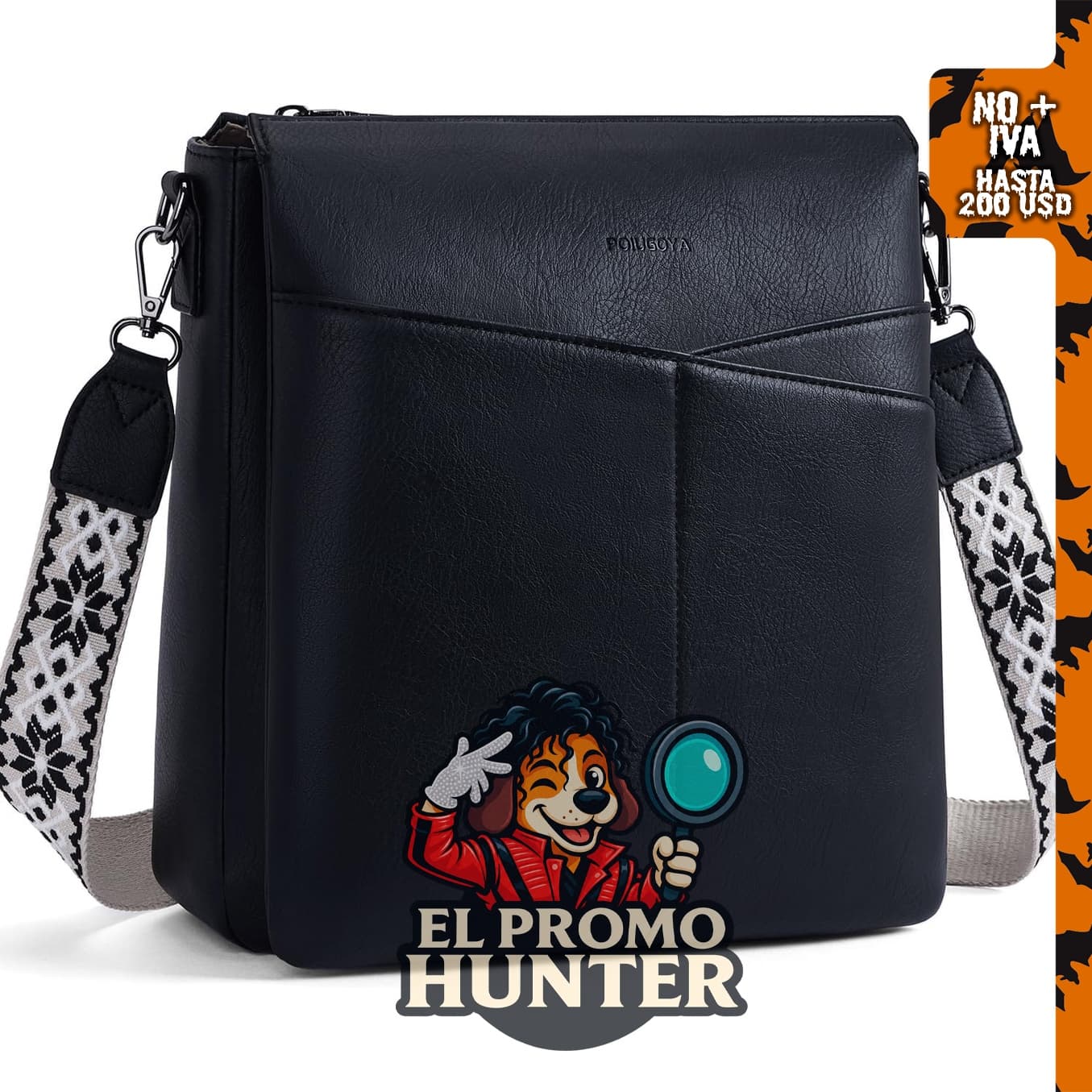 Bolsos cruzados de cuero para mujer, bolso cruzado mediano con doble bolsillo principal.