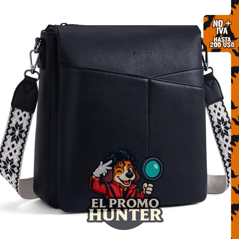 Bolsos cruzados de cuero para mujer, bolso cruzado mediano con doble bolsillo principal.