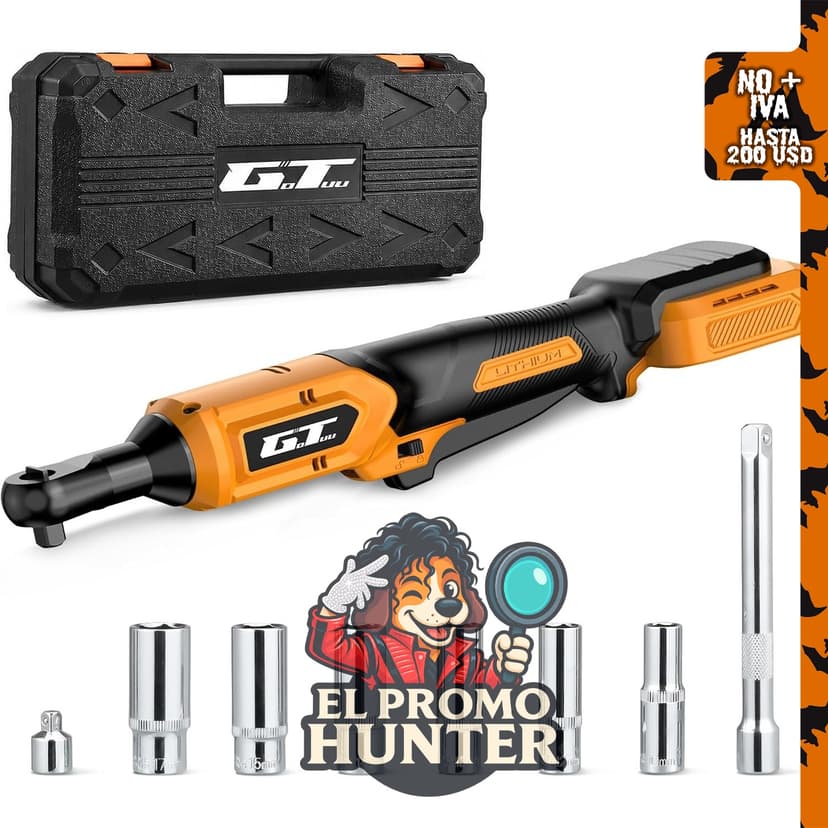 Llave de trinquete inalámbrica DEWALT 20V MAX de 3/8 pulgadas, kit con 8 enchufes y motor sin escobillas.