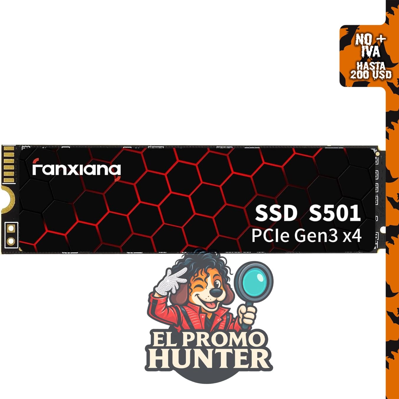 fanxiang S501 256GB NVMe SSD 3D NAND 1.3 PCIe Gen3x4 M.2 2280, velocidad de lectura hasta 2,050 MB/s.