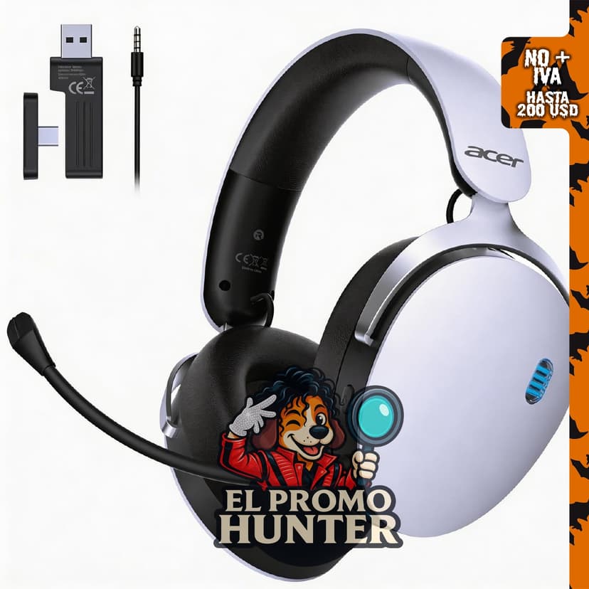 Acer Wireless Gaming Headset con marco de aluminio para PS5, PC y Switch.