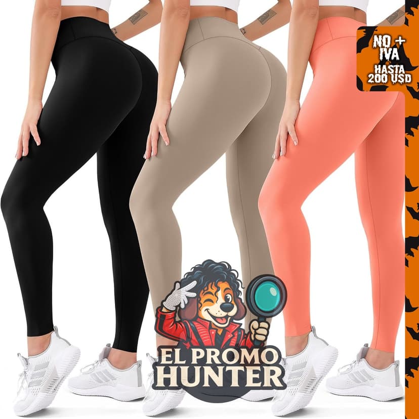 Paquete de 3 leggings de cintura alta para mujer, no transparentes, para entrenamiento y correr.