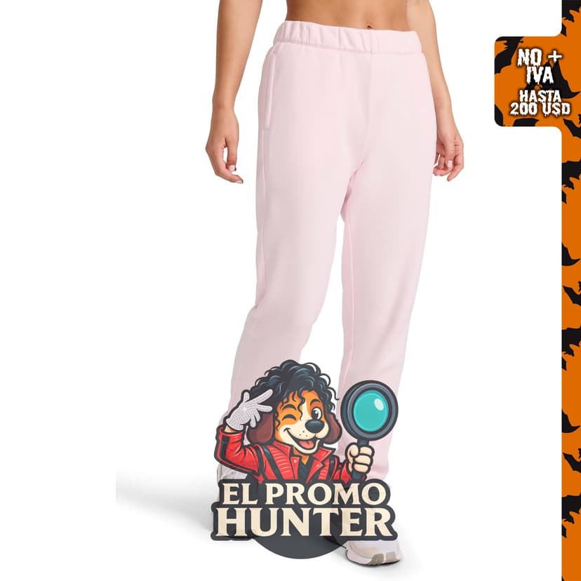Pantalón de cintura elástica clásico Reebok para mujer, tejido de algodón y poliéster.
