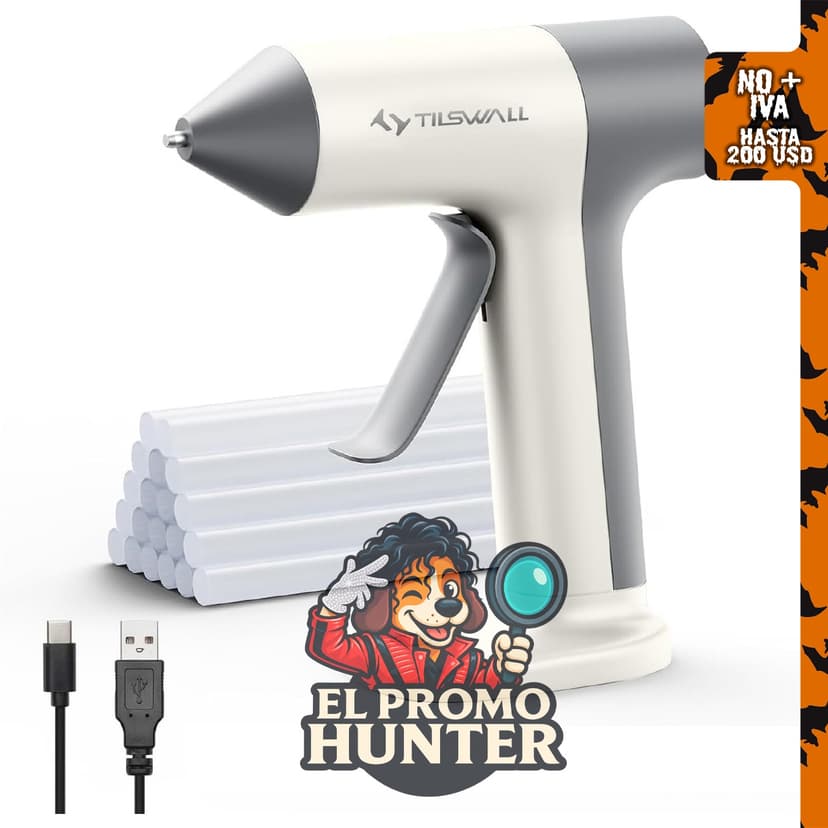 Tilswall W106 Pistola de Pegamento Caliente Inalámbrica con Precalentamiento Rápido de 30s