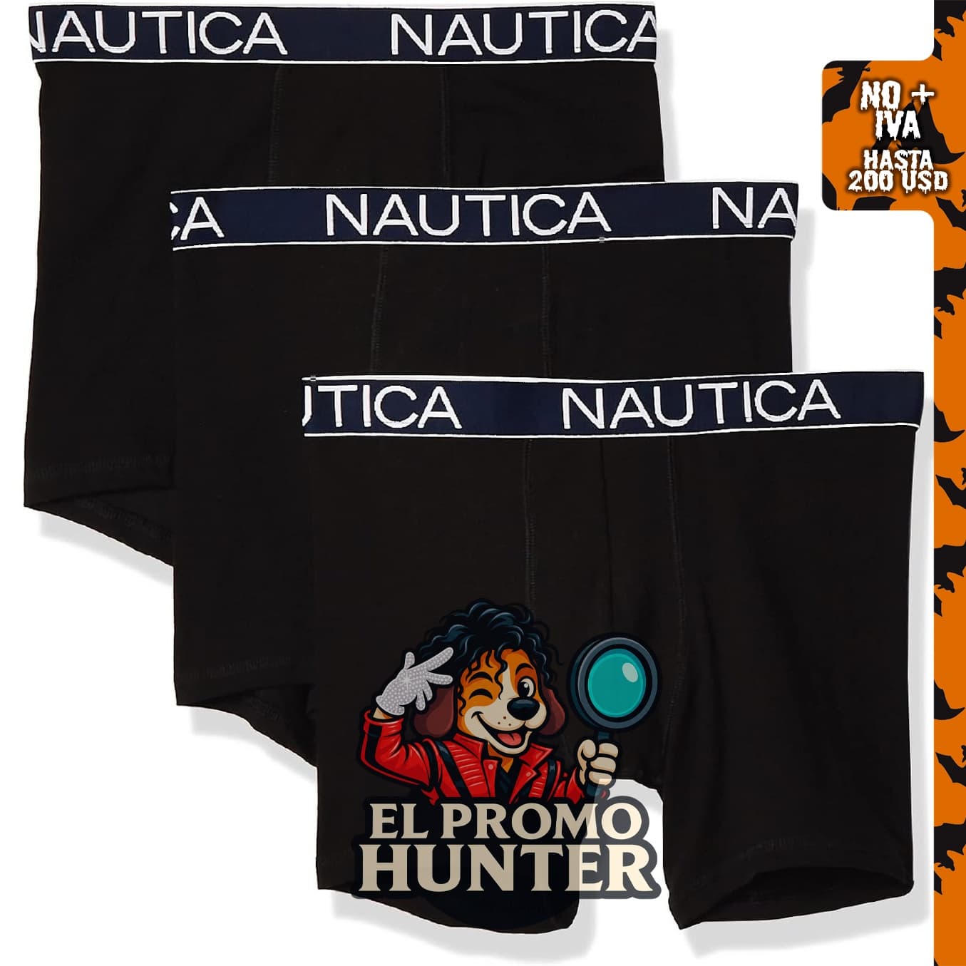 Nautica Men's 3-Pack Classic Cotton Stretch Boxer Briefs, paquete de tres bóxer de algodón elástico.