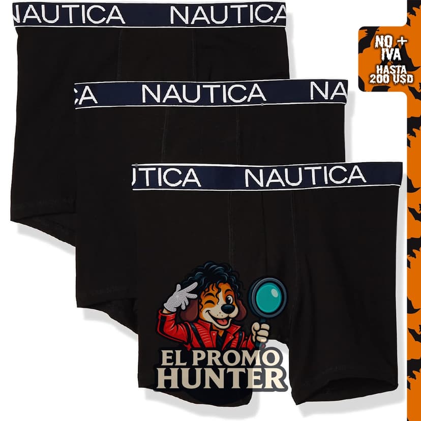 Nautica Men's 3-Pack Classic Cotton Stretch Boxer Briefs, paquete de tres bóxer de algodón elástico.