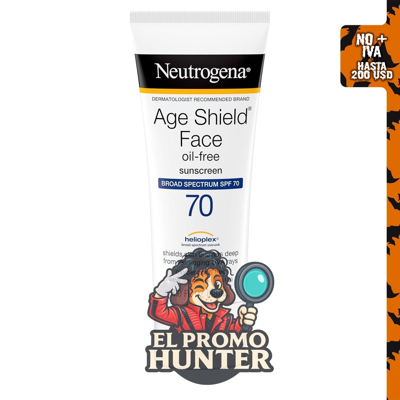 Neutrogena Age Shield loción facial con protector solar de amplio espectro SPF 70, 3 onzas.