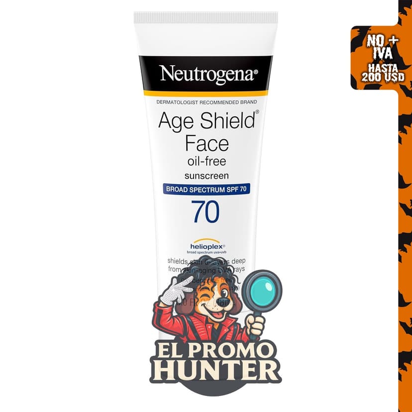 Neutrogena Age Shield loción facial con protector solar de amplio espectro SPF 70, 3 onzas.