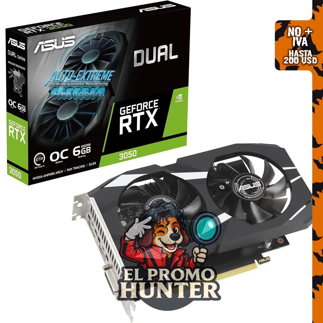 ASUS Tarjeta gráfica Dual GeForce RTX 3050 6GB GDDR6 OC Edition para juegos.