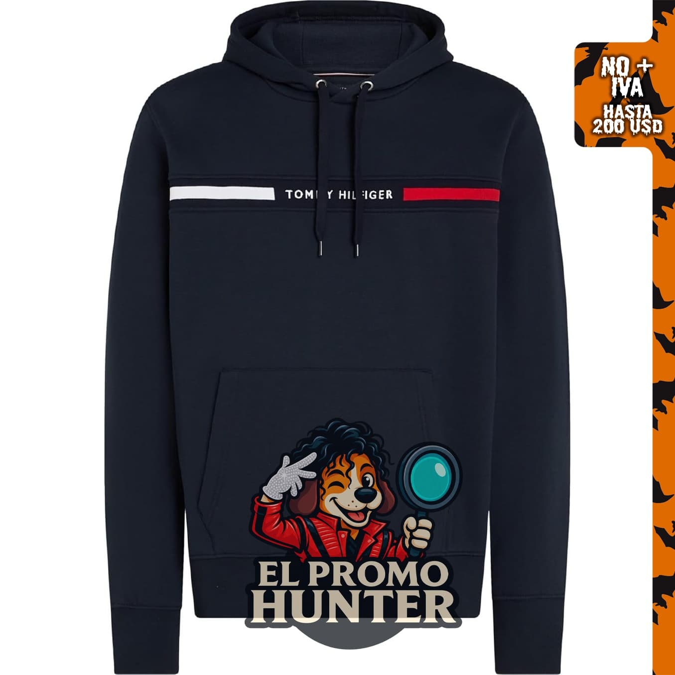 Sudadera con capucha de forro polar de peso medio para hombre Tommy Hilfiger con logo de raya distintiva.