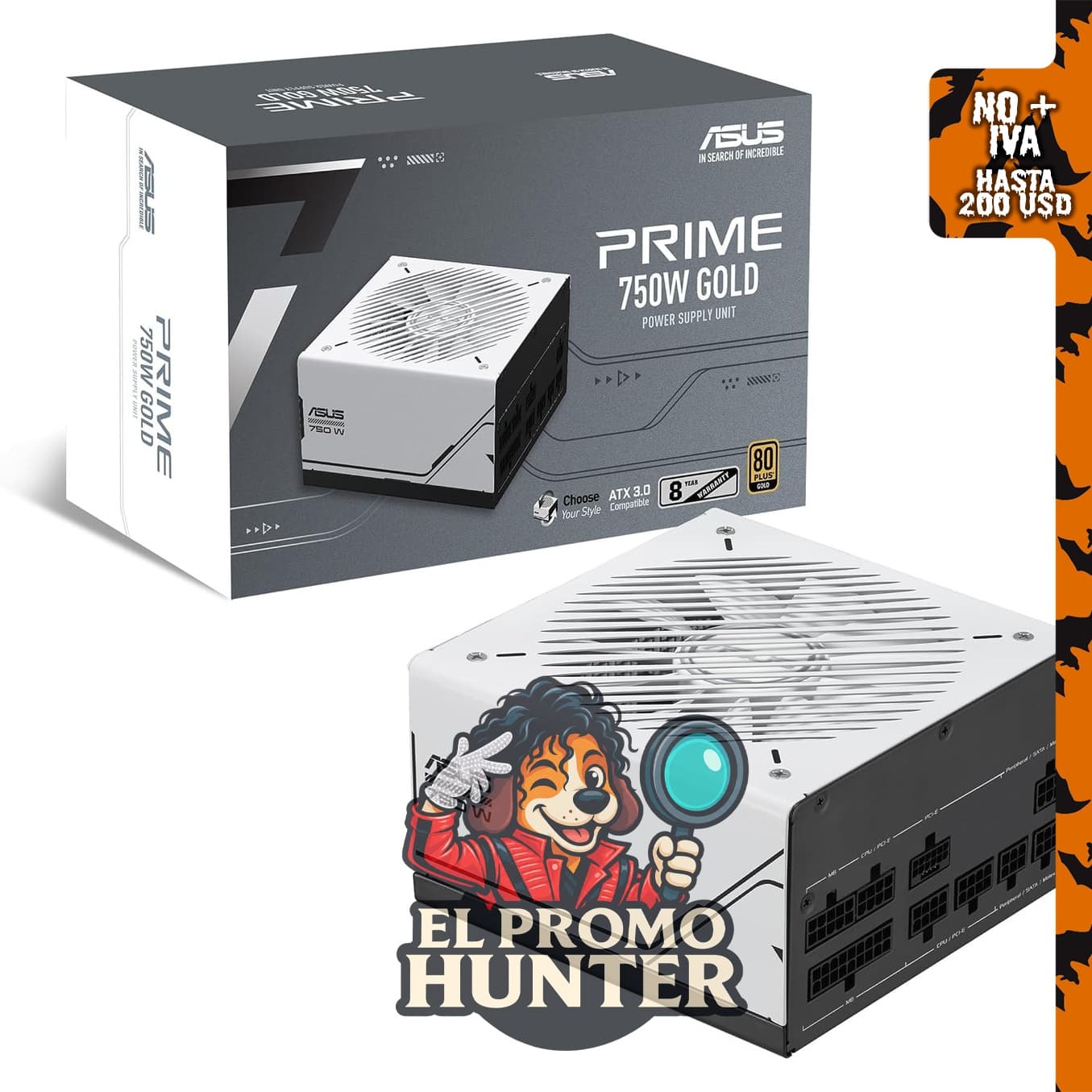 ASUS Prime 750W Gold, fuente de alimentación modular, 750 W, certificación 80+ Gold, compatible con ATX 3.0.