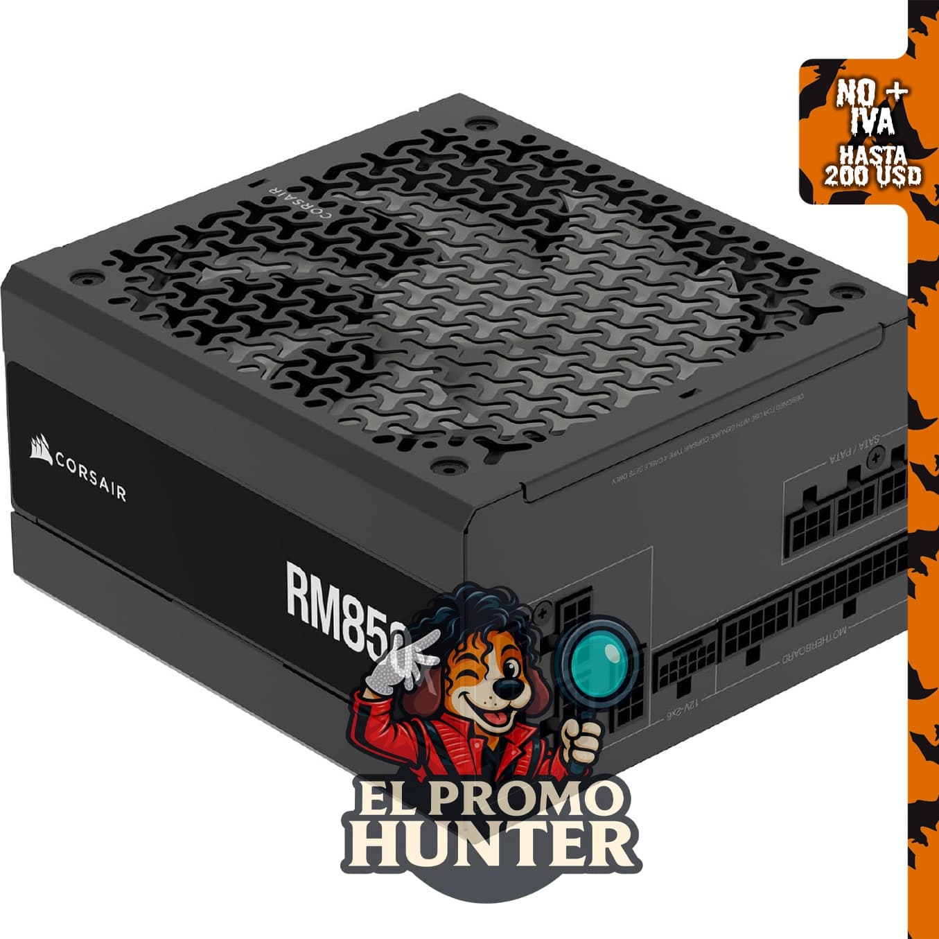 Fuente de poder CORSAIR RM850x ATX 3.1, 850W, modular, eficiencia Cybenetics Gold, con conector nativo 12V-2x6.
